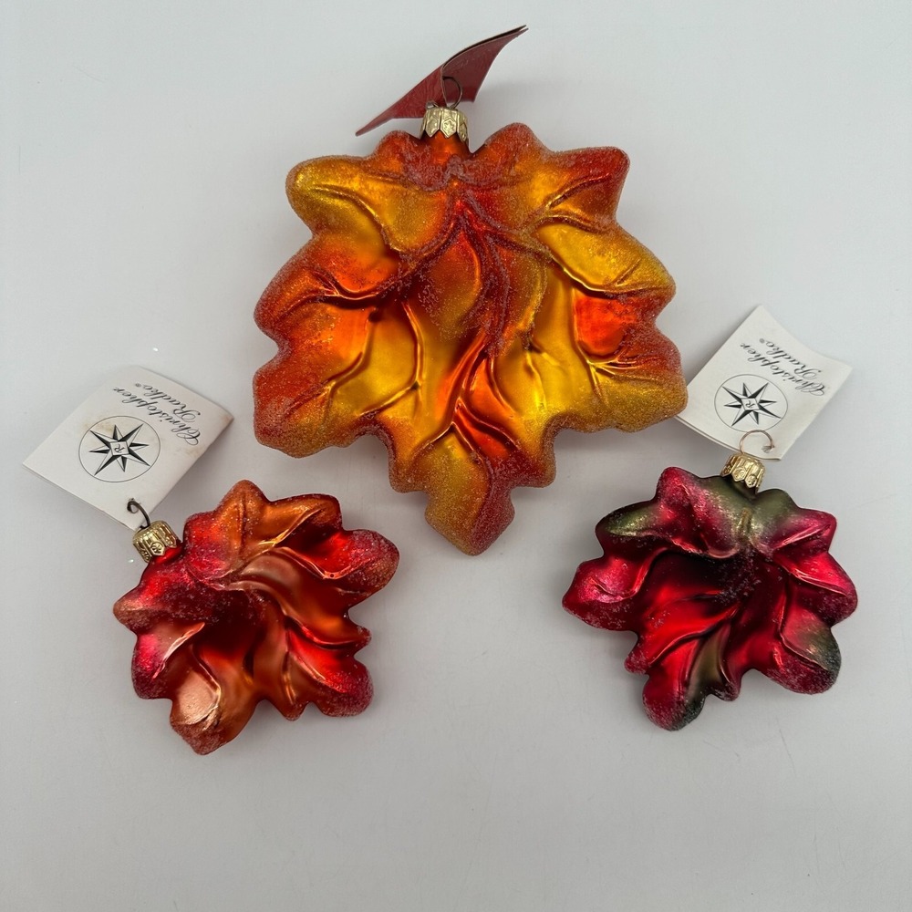 1998 Christopher Radko  Maple Frost Set of 3 Leaves 98-148-0